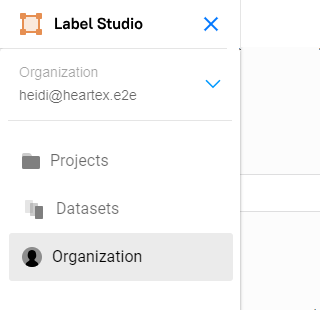 Screenshot of Organization in the Label Studio menu